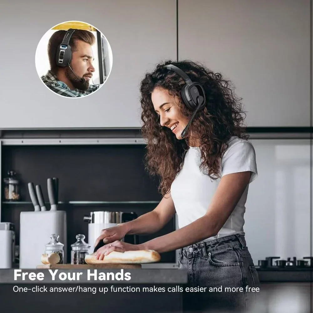 NEW Wireless Bluetooth Headphones with Mic Mute & AI Noise Cancelling, 65Hrs Wor